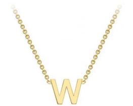 #1 9K YELLOW GOLD INITIAL 'W' NECKLACE 38+5cm