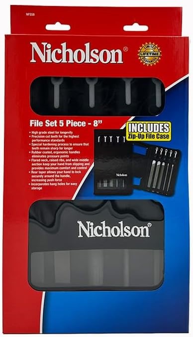 CRESCENT NICHOLSON 5pc 200mm / 8" File Set in Zippered Case.