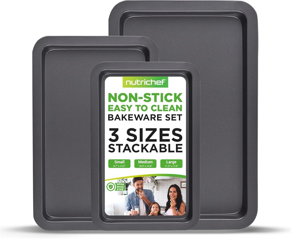 UNKNOWN BRAND 3-Piece Nonstick Oven Cookie Sheets for Baking.