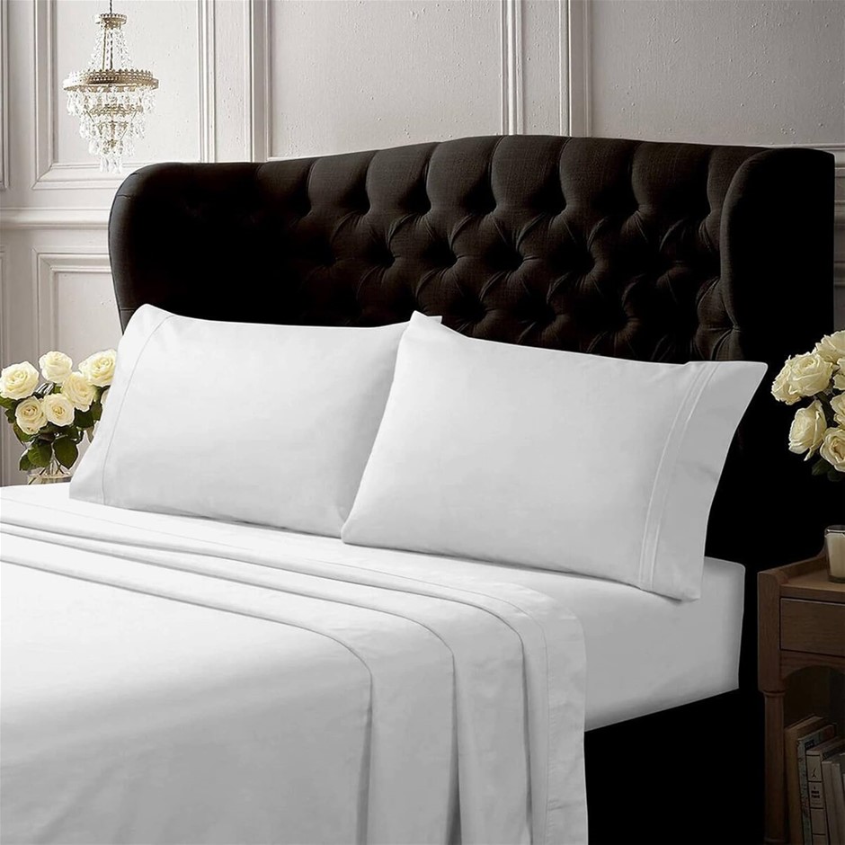 TRIBECA LIVING 300 Thread Count Egyptian Cotton Percale Deep Pocket Sheet S