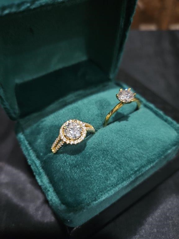 2pcsx1.0ct GRA Moissanite 18k Solid Yellow Gold Vermeil Ring (S925) -7US