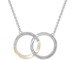9K YELLOW&amp;WH GLD 0.10CT HI I1 DIAMOND NECKLACE 40+5cm