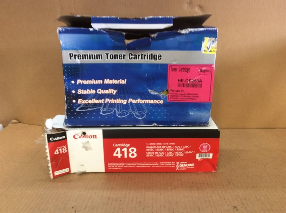 Canon Cartridge 418 Genuine Toner & CE253A Magenta Cartridge (Lot of 2)