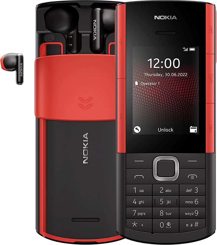 NOKIA 5710 Xpress Audio Feature Phone with Wireless Earbuds, Black.
