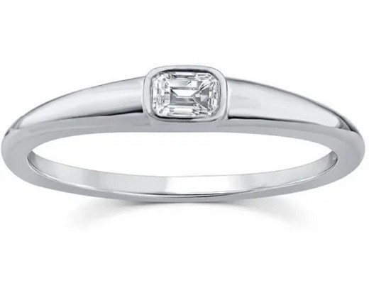 9K WHITE GOLD 0.15ct F VS LAB DIAMOND EMERALD RING