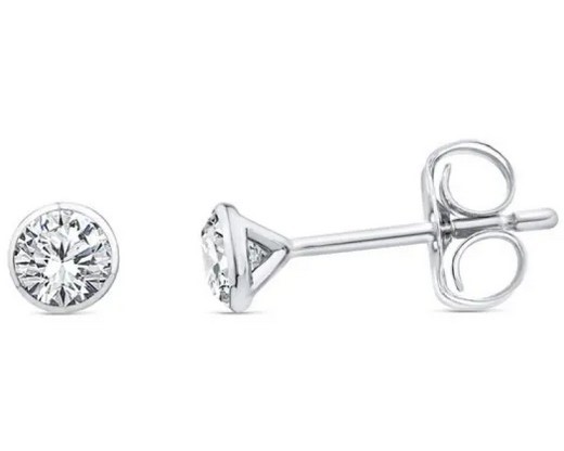 9K WHITE GOLD 0.50ct F VS LAB DIAMOND BEZEL STUDS