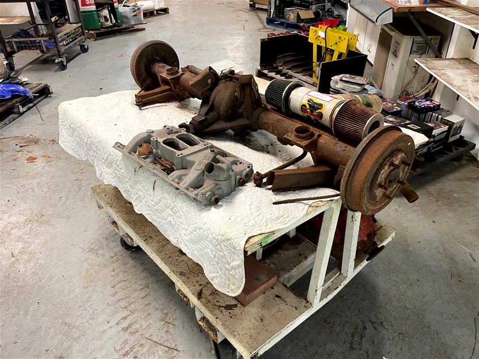 Work Bench and Assorted Automotive Parts