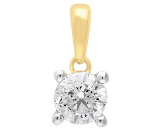 9K Yellow Gold 0.25ct HI I1 DIAMOND CLAW PENDANT