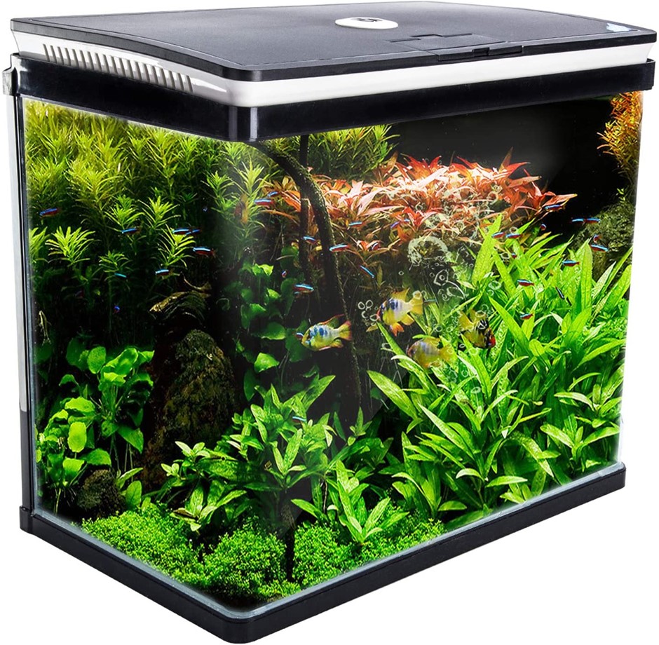 DYNAMIC POWER Curved Glass LED Fish Tank 52L (AQ-FT52L-BK).