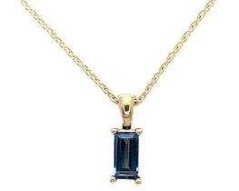 9K YELLOW GOLD LONDON BRACELETUE TOPAZ BAGUETTE NECKLACE 45cm