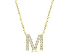 9K YELLOW GOLD 'M' 0.09 HI I1 DIAMOND NECKLACE 40+5cm