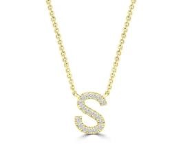 9K YELLOW GOLD 'S' 0.06 HI I1 DIAMOND NECKLACE 40+5cm