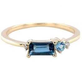 9K Yellow Gold 0.02ct HI SI BRACELETUE TOPAZ RING