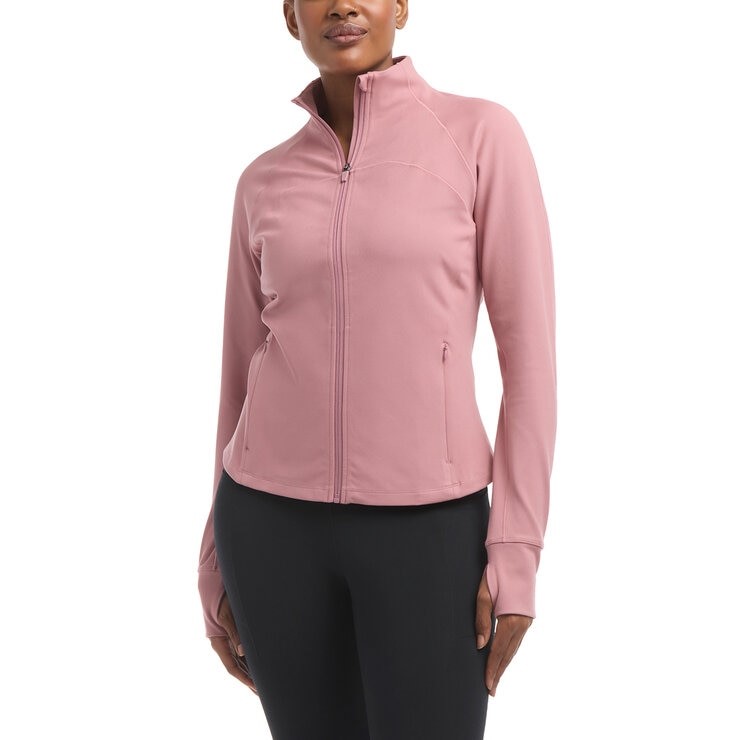 DANSKIN Women's Satin Stitch Yoga Jacket, Size M, Nostalgia Rose. Buyers N