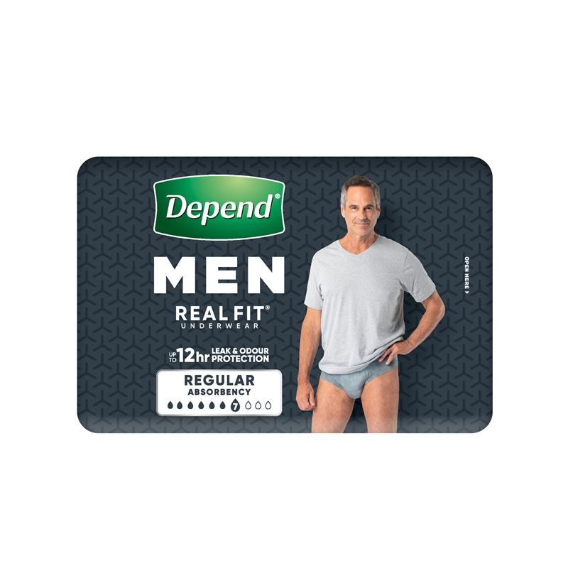 3 x 8-Pack DEPEND Men's Real Fit Underwear, Size M, Regular Absorbency. Bu
