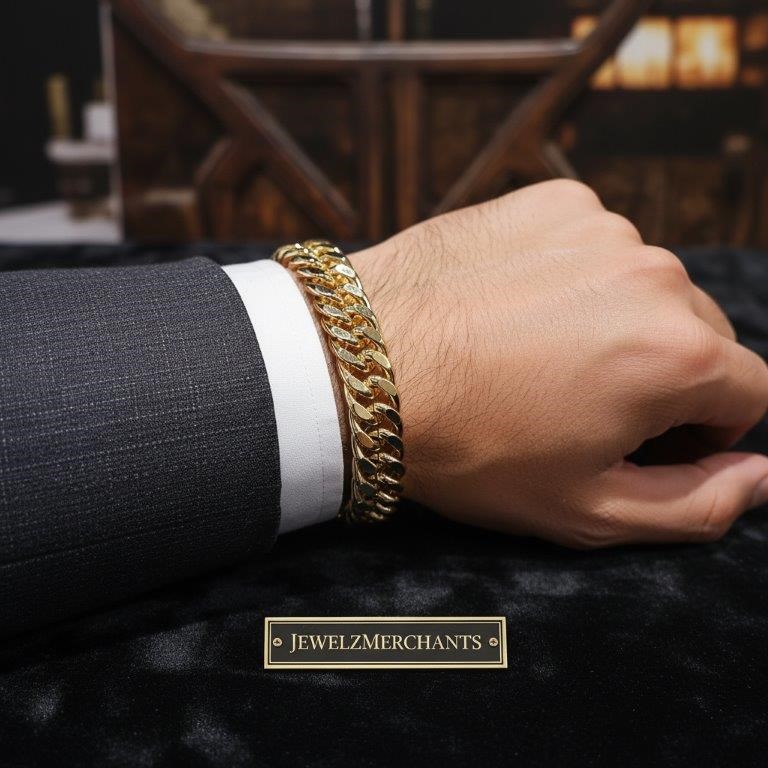 18K/ITALY Yellow Gold Filled Bracelet -Quality Guarantee-21cm