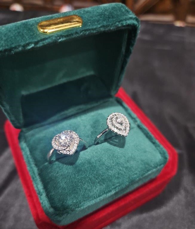 2pcsx1.0ct GRA Moissanite White Cut-925 Sterling Silver Ring -9US