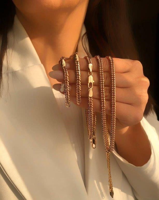 14K/Italy Stamped Yellow Gold Filled Bracelet & Chain & Earrings-50cm-5mm