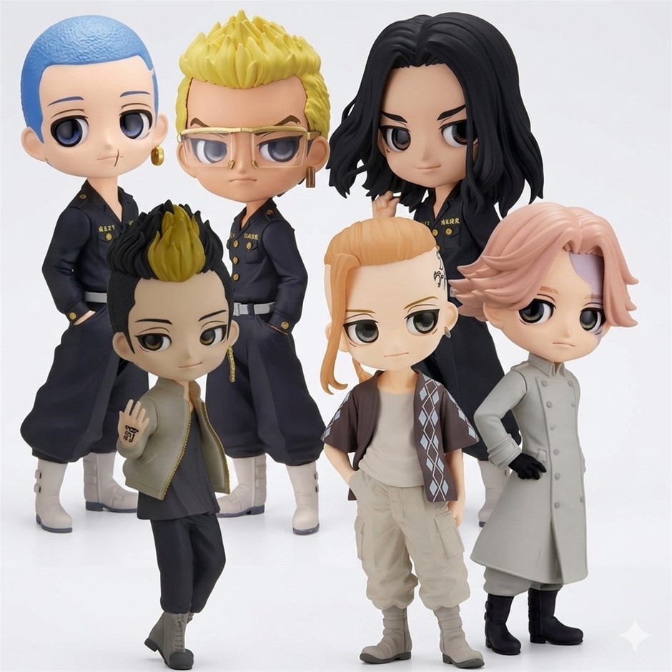 6 x TOKYO REVENGERS Q Posket Figures: Shuji Hanma (Ver.A), Ken Ryuguji Plai