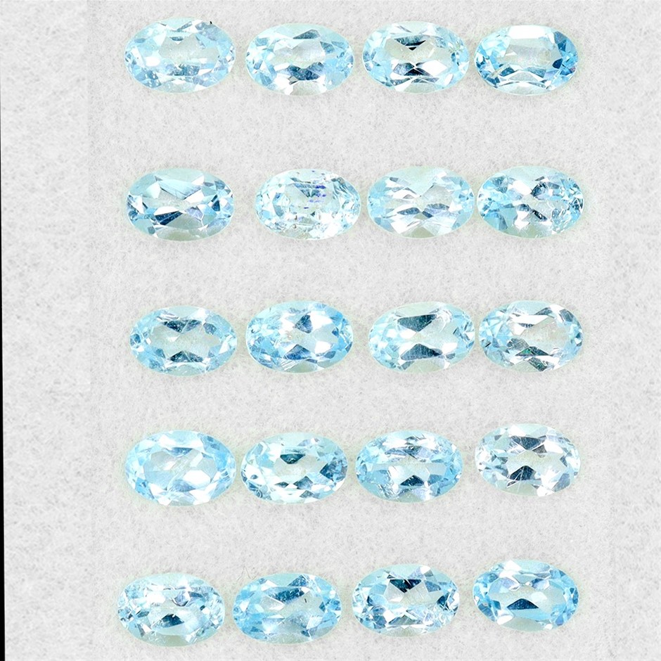 10.54ct Oval Facet Cut Sky Blue Topaz Gemstones - 20Pcs