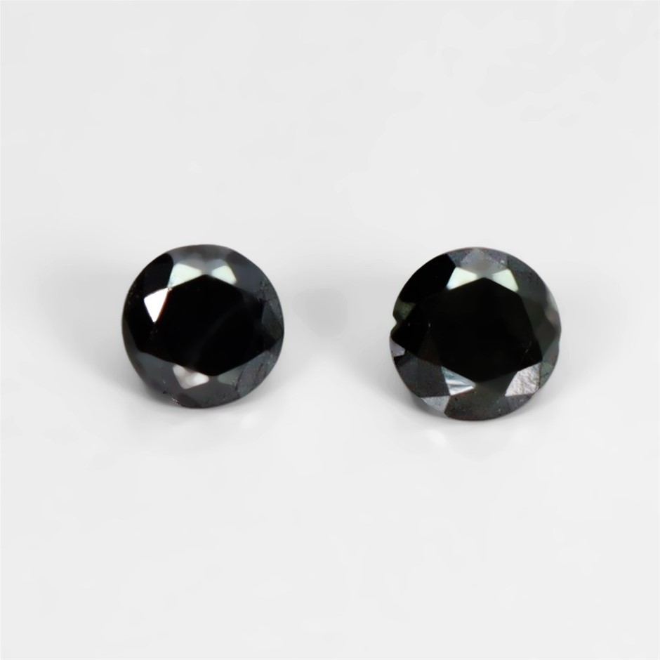 0.20ct Round Brilliant Cut Black Diamonds Gemstone - 2Pcs