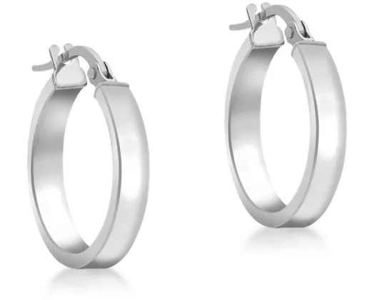 9K Yellow Gold Hlw Rect Tube Hoop Earrings 15Mm