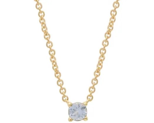 9K Yellow Gold Purple Amethyst Claw Necklace 40-45Cm