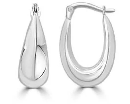 <B>9K White Gold Liquid Hollow Hoops 17Mm</B><P>