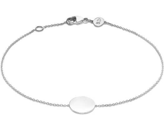 <B>9K White Gold Solid Mini Disc Bracelet 18+1Cm</B><P>