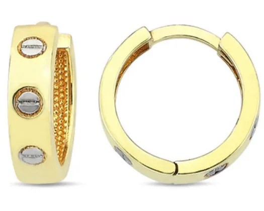 <B>9K Yellow Gold Lock Hoop Earrings 12Mm</B><P>