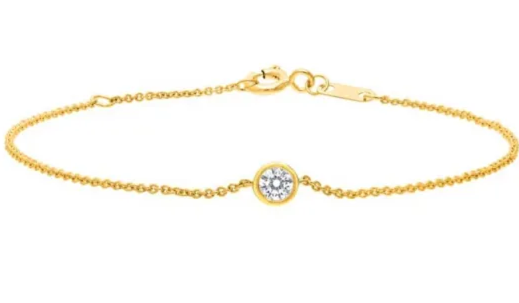 9K YELLOW GOLD 0.15ct F VS ROUND LAB DIAMOND BRACELET 16-18cm