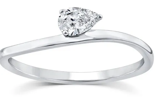 9K WHITE GOLD 0.20ct F VS LAB DIAMOND PEAR OFFSET RING
