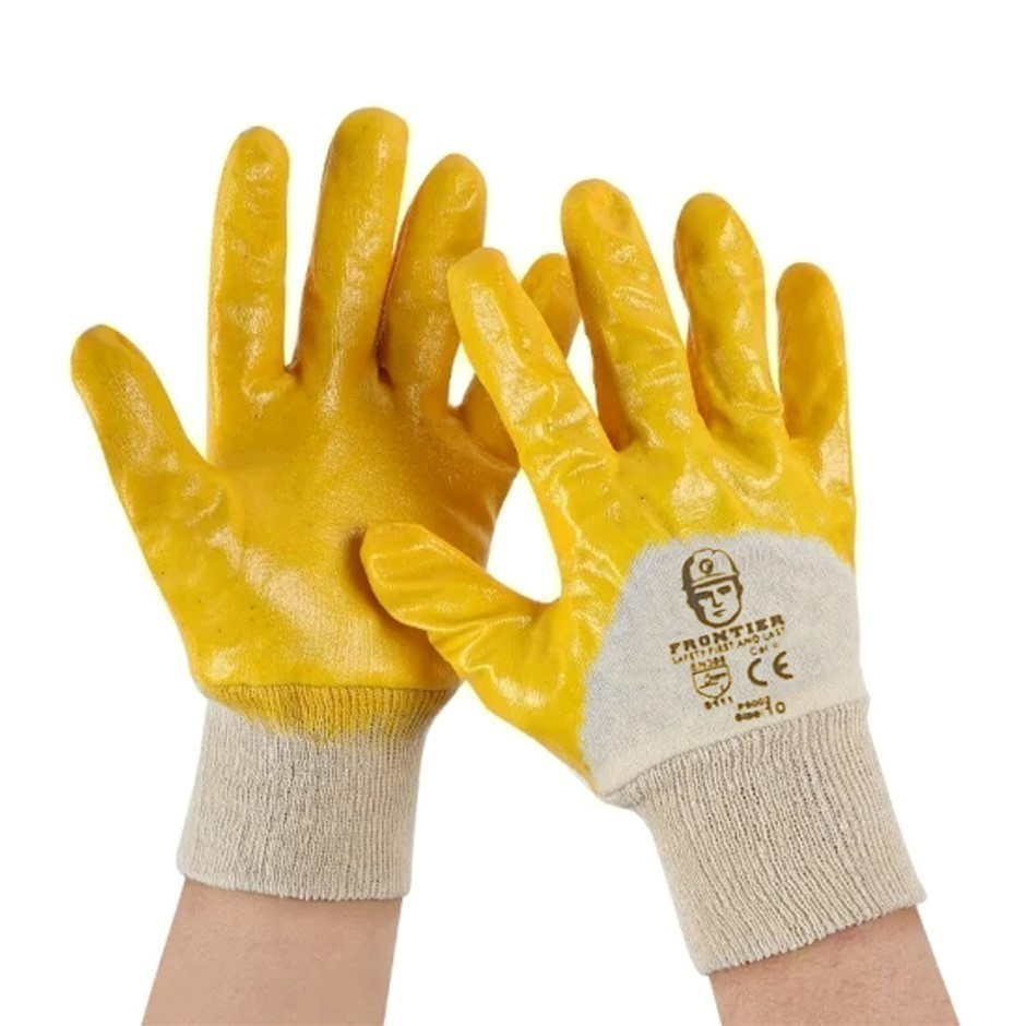 24 Pairs x FRONTIER Light Weight 3/4 Nitrile Dipped Cotton Gloves, Size L/9