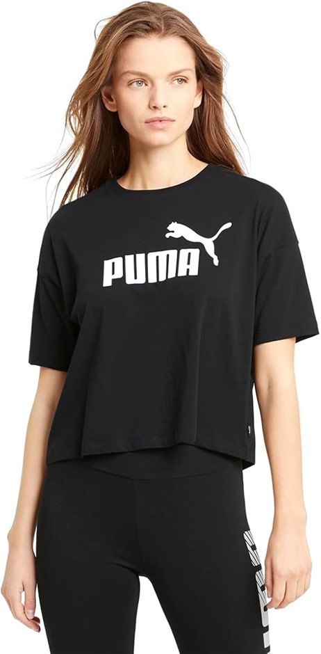 PUMA Women's Essential Cropped Logo Tee, Size XL, Black, 586866. Buyers No