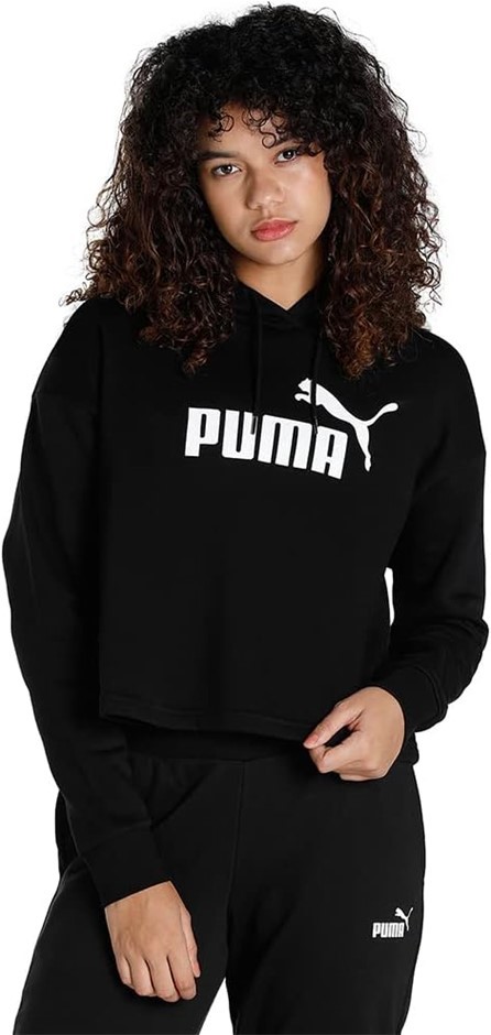 PUMA Women's Essential Cropped Logo Fleece Hoodie, Size L, Black, 586869-01
