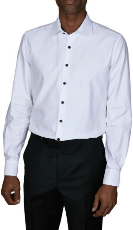 ABELARD Men's Buttone Nero Evening Slim Fit Shirt, Size 39, White, A1412328