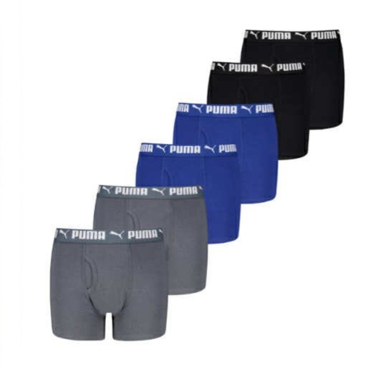 11 x PUMA Boys' Boxer Briefs, Size M, 95% Cotton, Grey/Blue/Black. Buyers