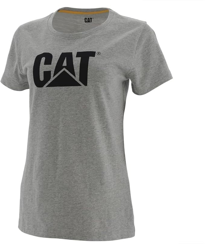 CATERPILLAR Women's CAT Trademark Logo T-Shirt, Size XS, Heather Grey, 1010