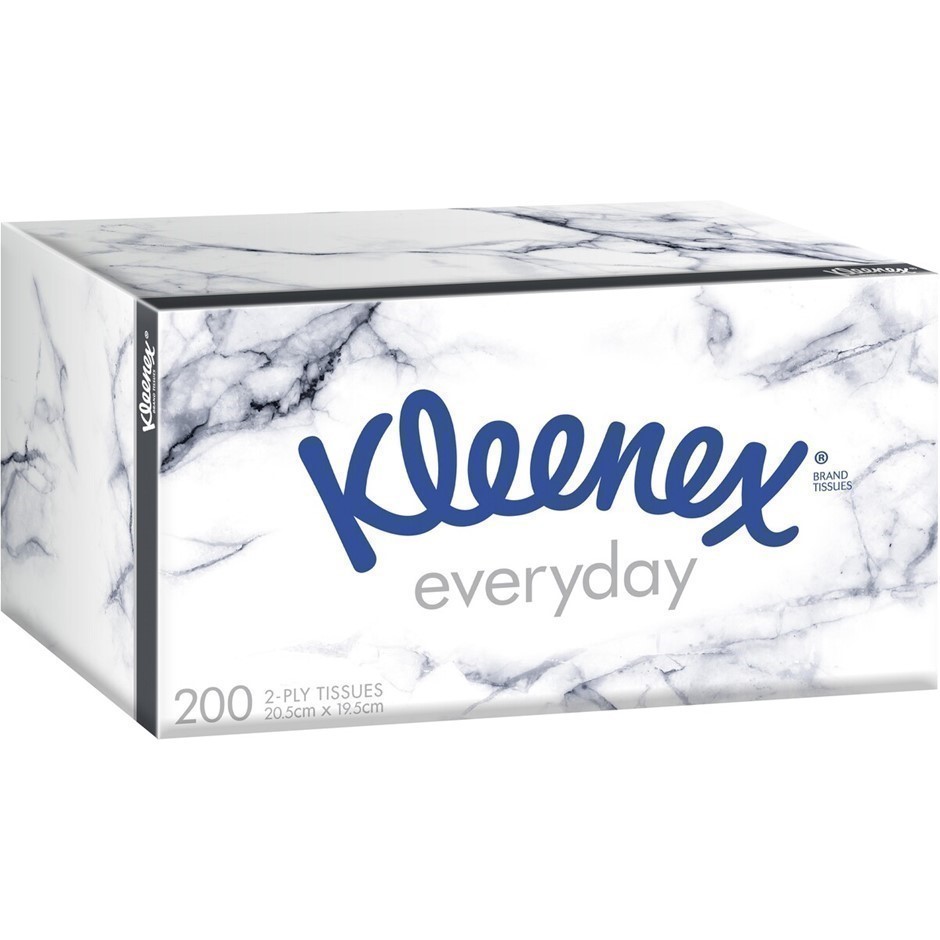 16 x KLEENEX Everyday Tissue Boxes, 200 Sheets, 2 Ply, N.B: Damaged packagi