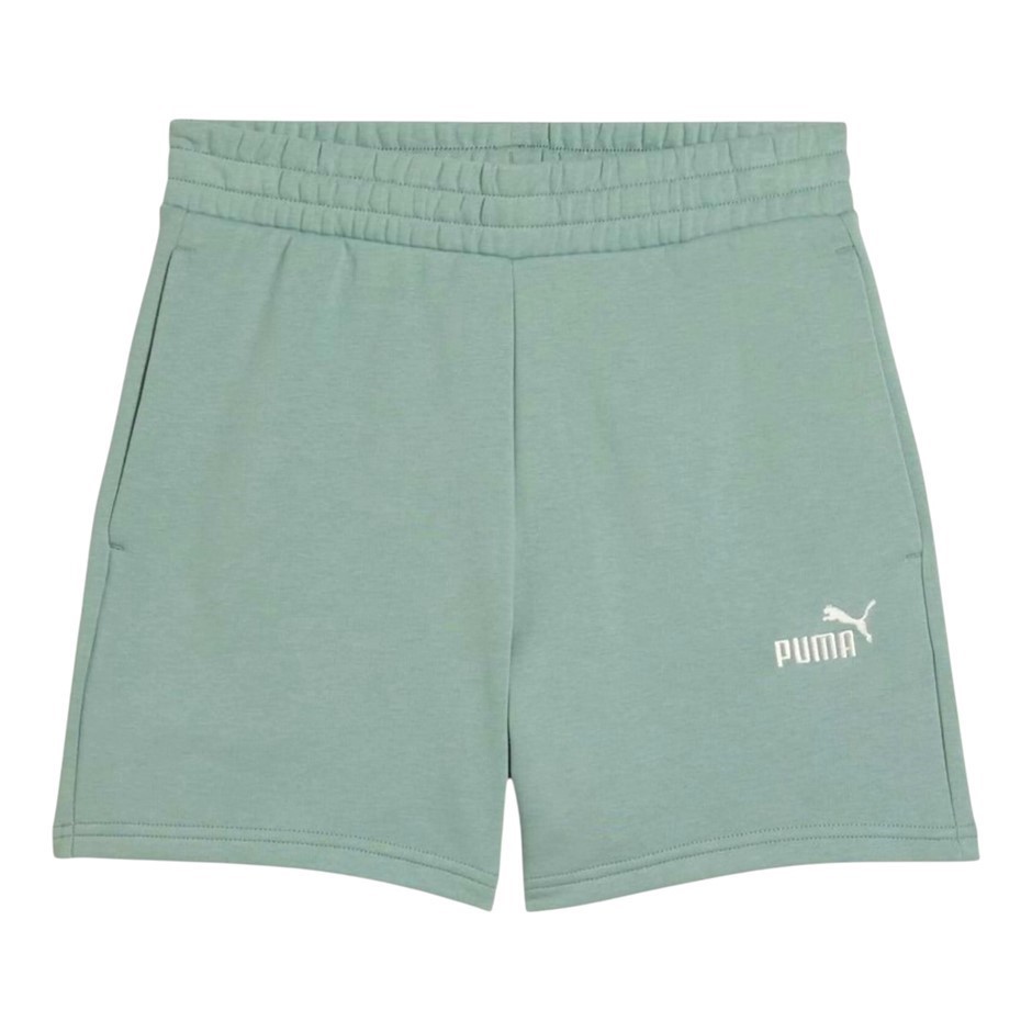 2 x PUMA Women's ESS Small No1 Logo 5" High Waist Short, Size XS, Green Moo