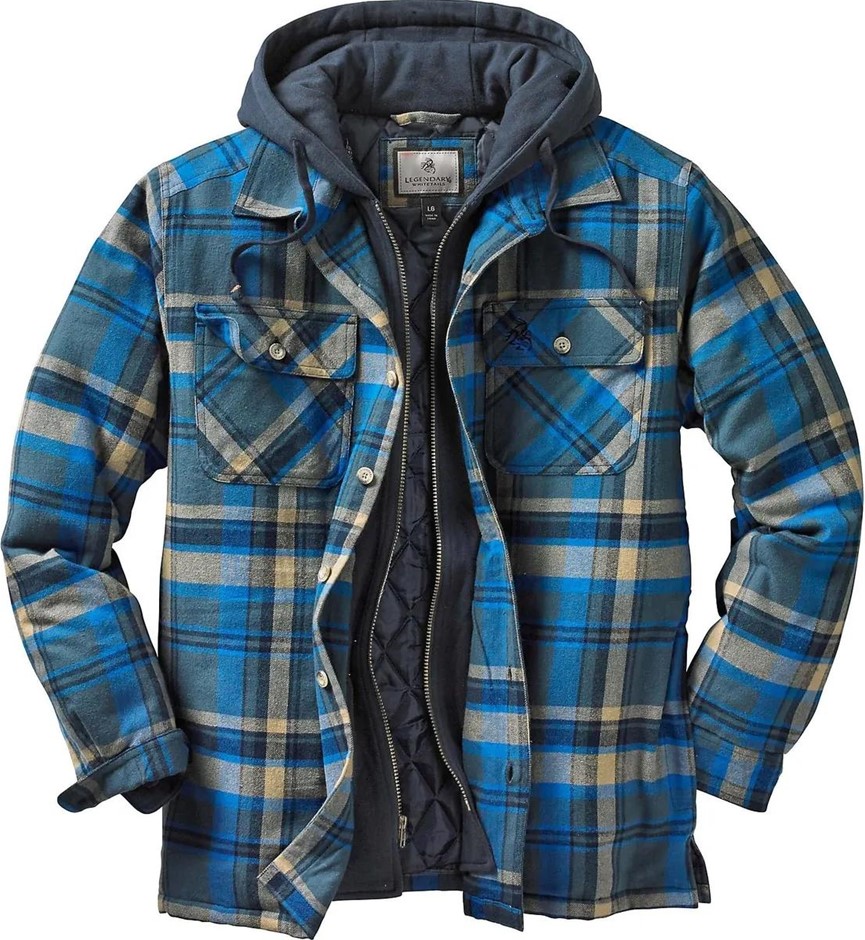 LEGENDARY WHITETAILS Men's Maplewood Hooded Shirt Jacket, Size Large Tall,