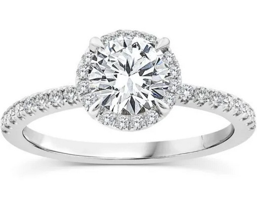 9K WHITE GOLD 1.25ct F VS LAB DIAMOND RND HALO RING