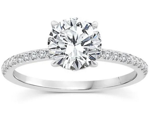 9K WHITE GOLD 1.75ct F VS LAB DIAMOND RND CLAW RING