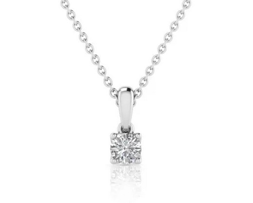 9K WHITE GOLD 2.00ct F VS LAB DIAMOND ROUND NECKLACE 40-45cm