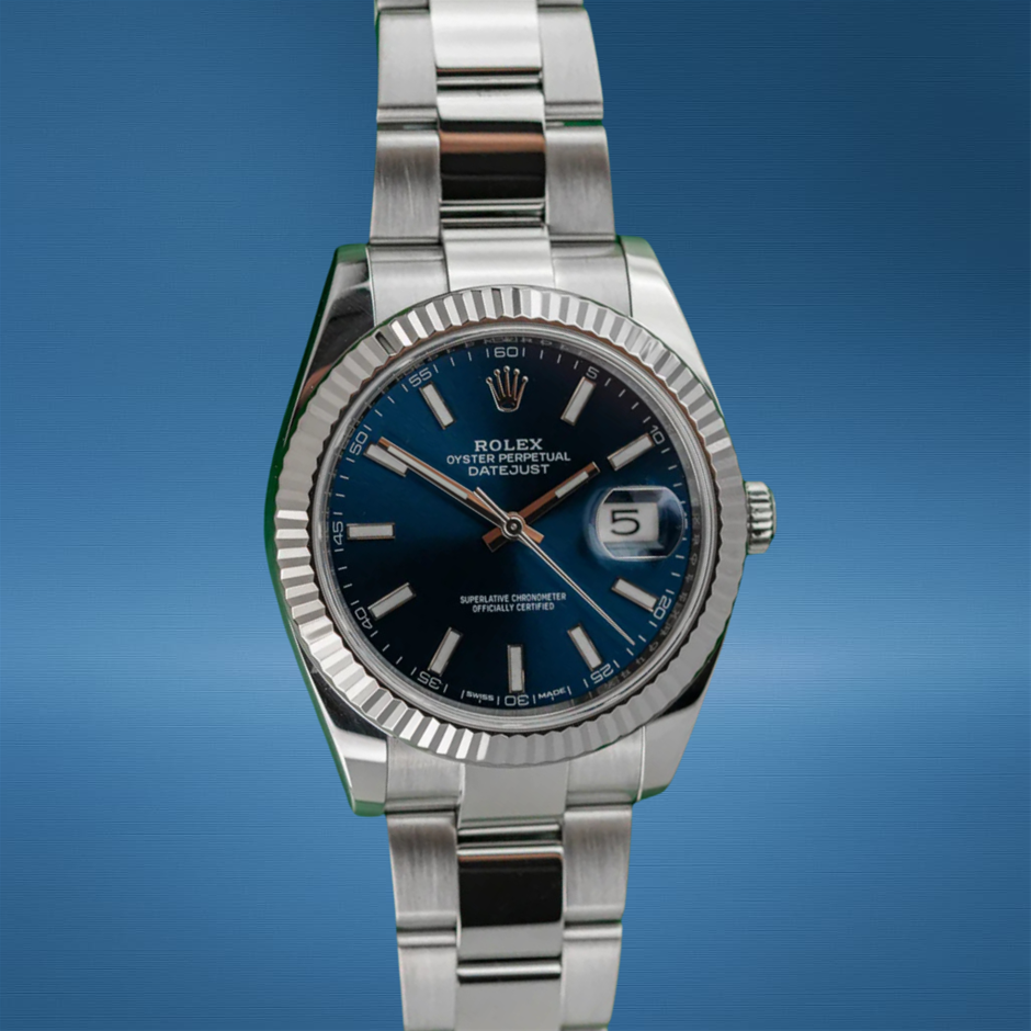 ROLEX DATEJUST 41 41MM STAINLESS STEEL 126334 AUTOMATIC BLUE INDEX DIAL BXP