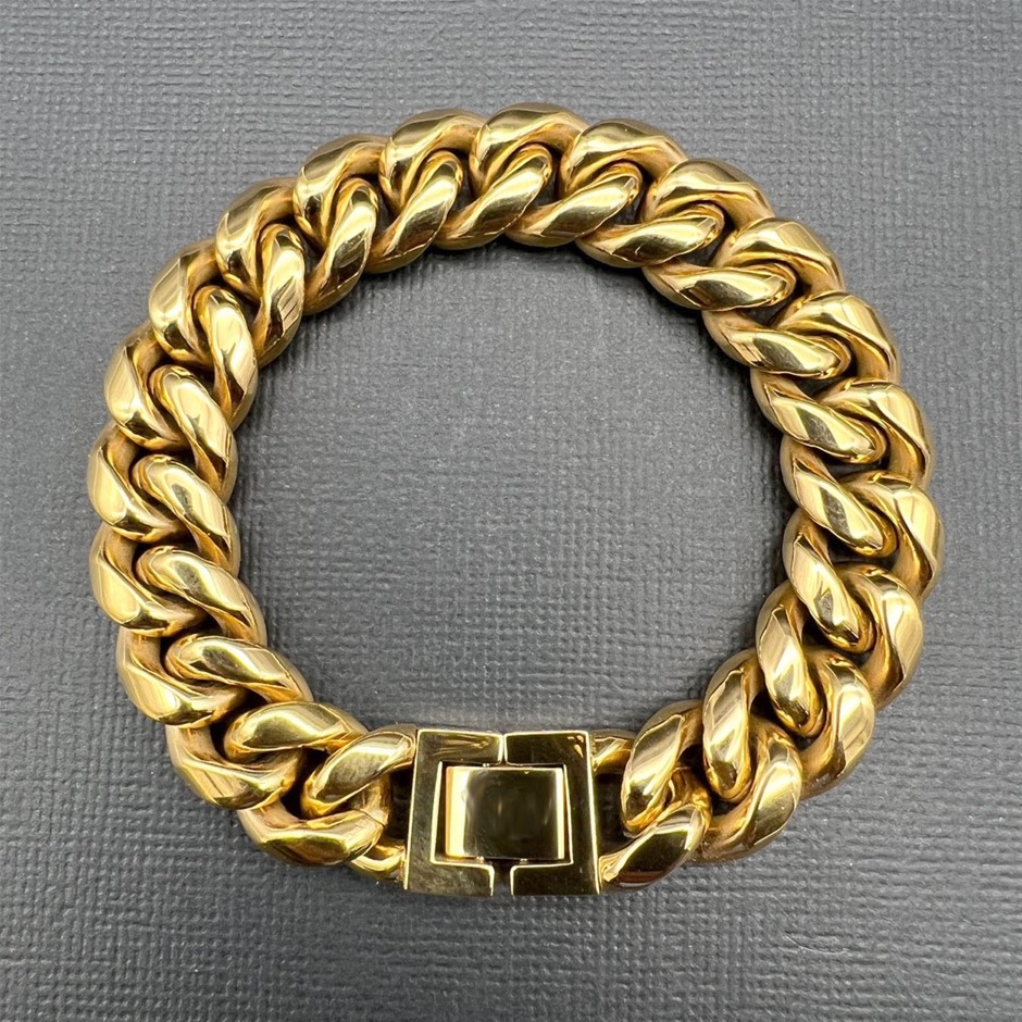 18K Gold-Filled Cuban Chain Bracelet, 18MM Wide - 21.5cm