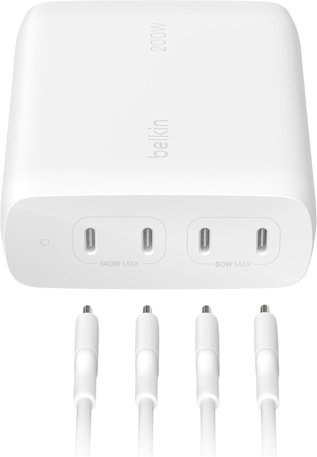 BELKIN BoostCharge Pro 4-Port USB-C GaN Wall Charger, 200W Multi-Port Charg
