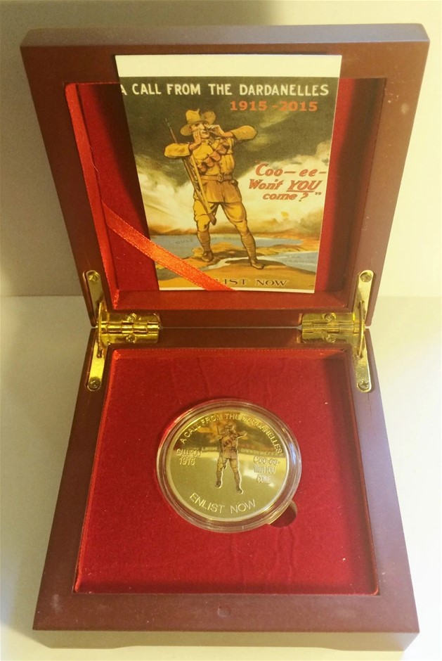 NEW 2015 GALLIPOLI "COO-EE" 1 Oz COIN WITH WOOD D/BOXCOA LTD 1,000 Gold