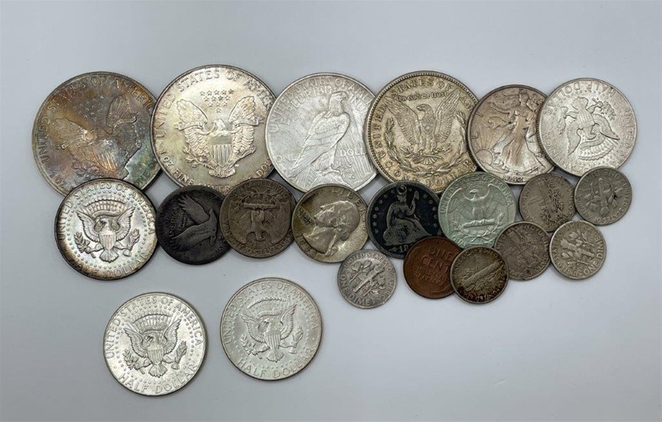 Approx. 21 x Asstd USA silver coins