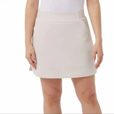 32 DEGREES Women's Stretch Woven Elastic Waistband Skort, Size L, Cream. B